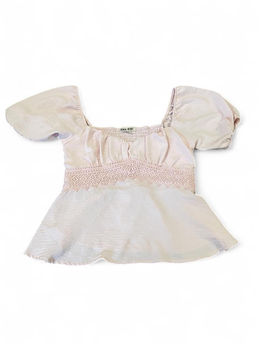 Derek Heart Light Blush Puff Sleeve Peplum Top